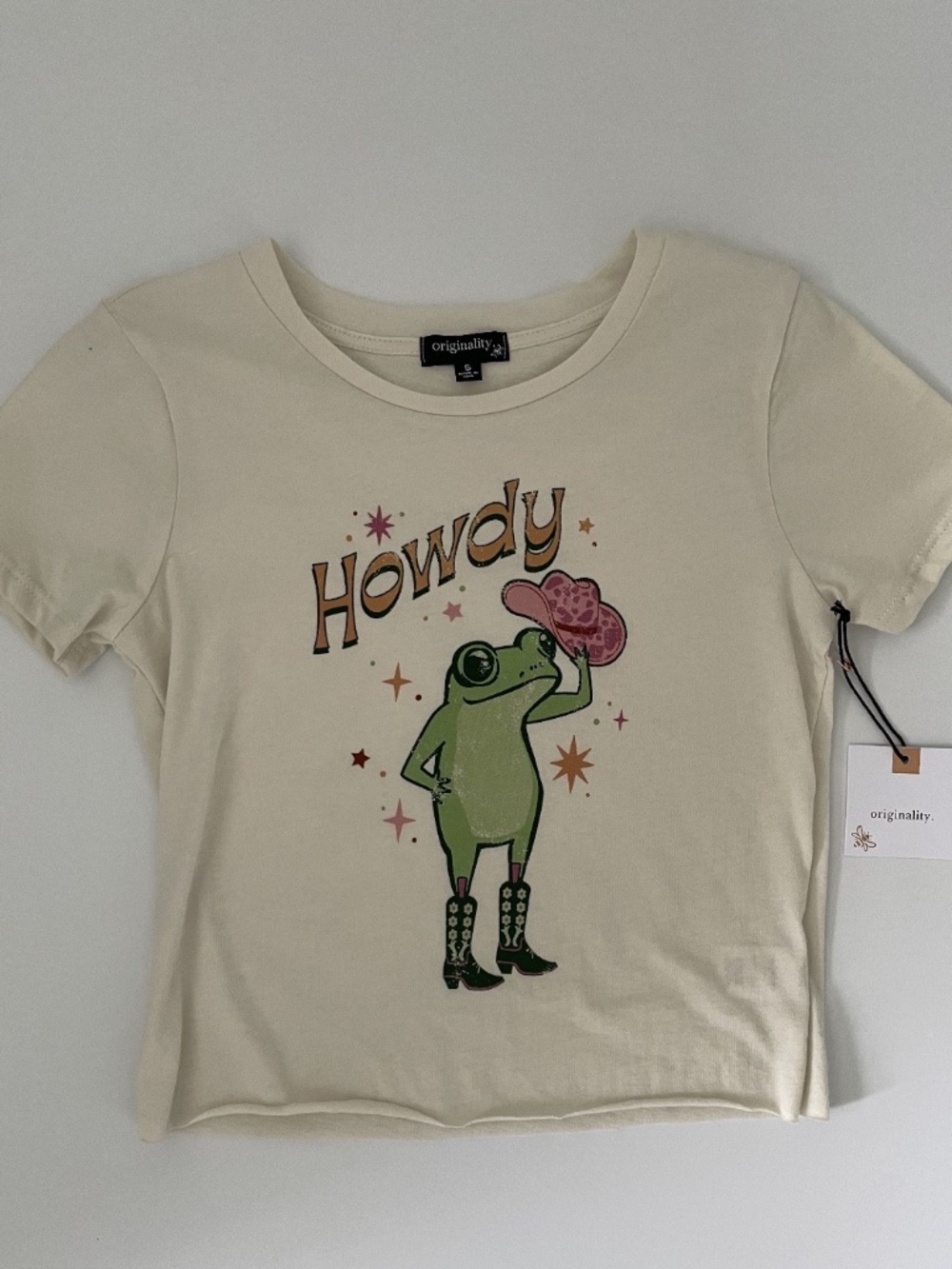 NEW Originality Girls Small Howdy Frog Cowgirl Graphic Tee